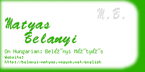 matyas belanyi business card